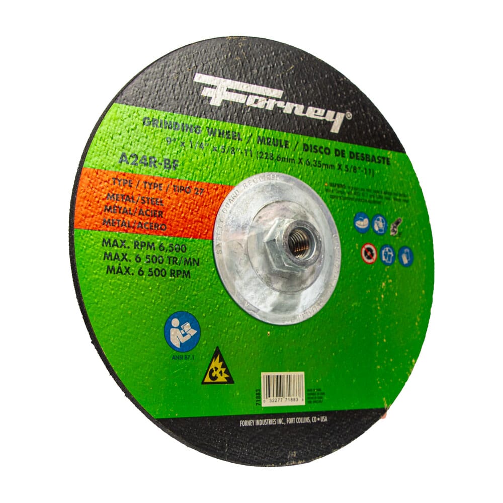 Grinding Wheel, Metal, Type 27, 9 in x 1/4 in x 5/8 in-11